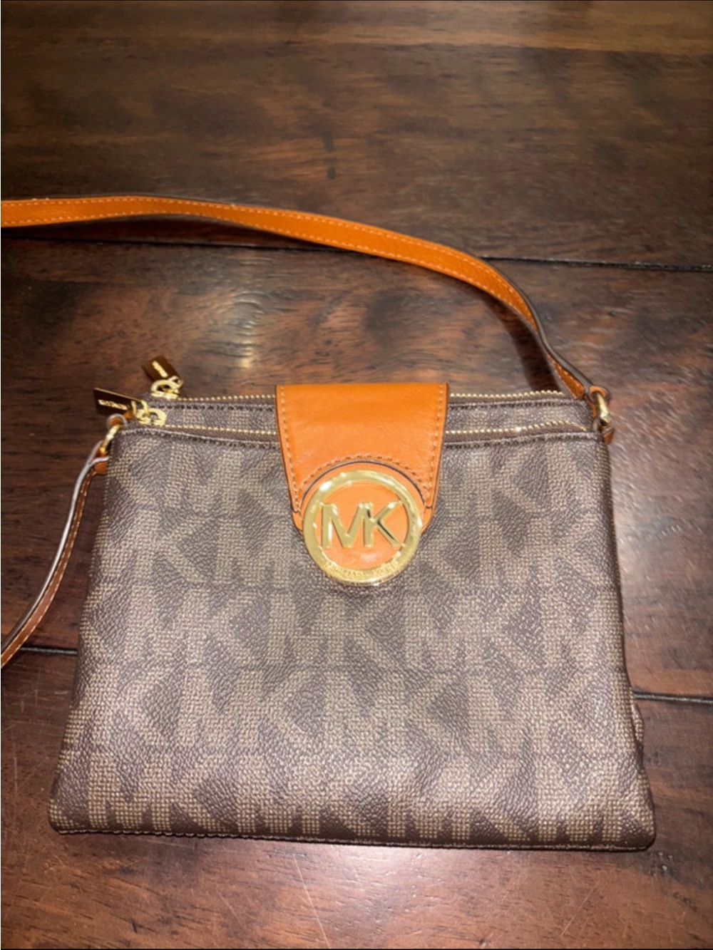 Michael Kors Brown & Tan Logo Crossbody Bag
